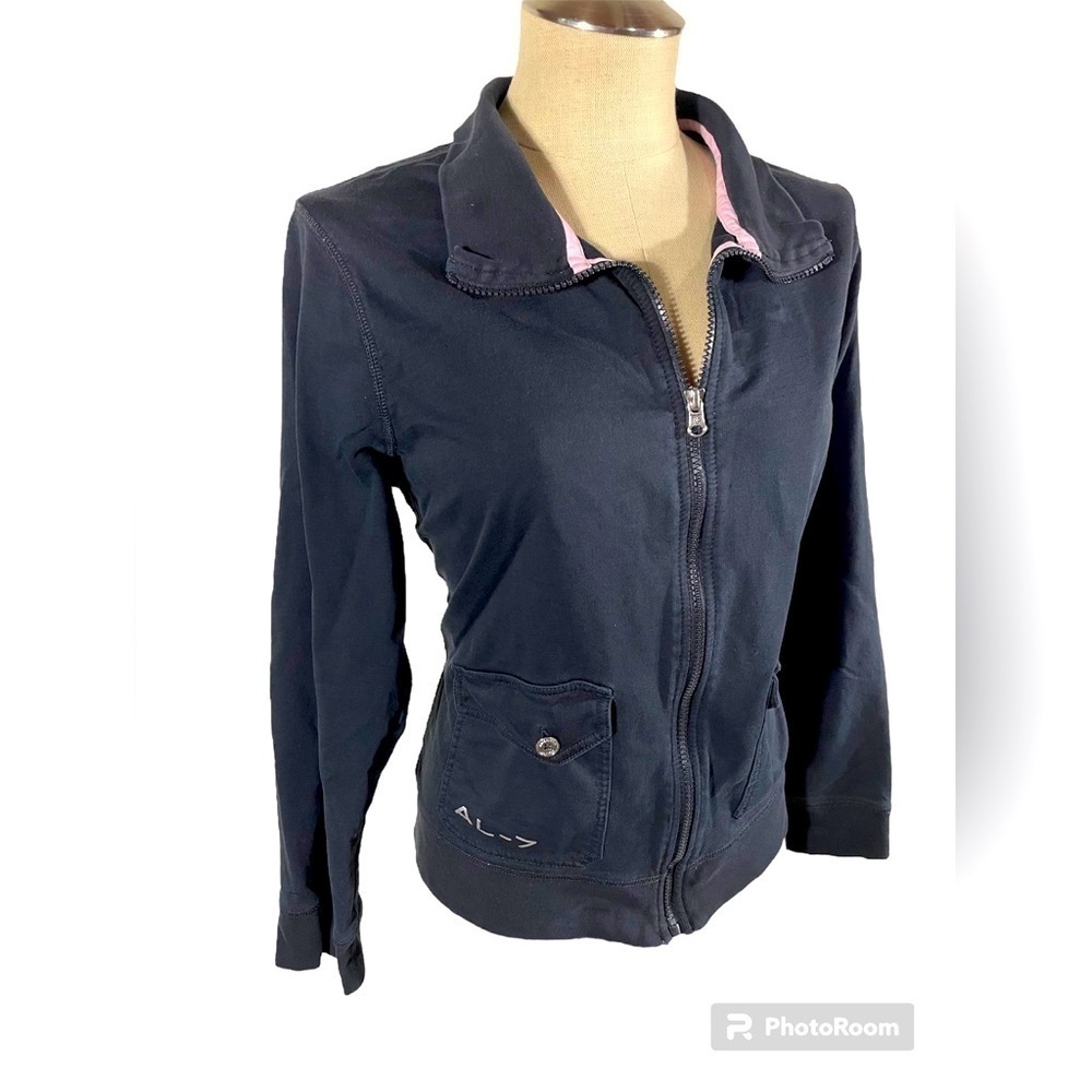 American Living Black Light Weight Jacket Zip-Up Snap Closure Pockets Size XL